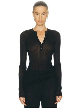 SKIMS Sheer Knit Long Sleeve Henley size m